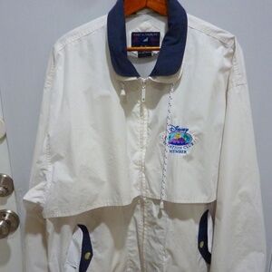 Disney Vacation Club Member VINTAGE Full Zip Waterproof Jacket WHITE XL